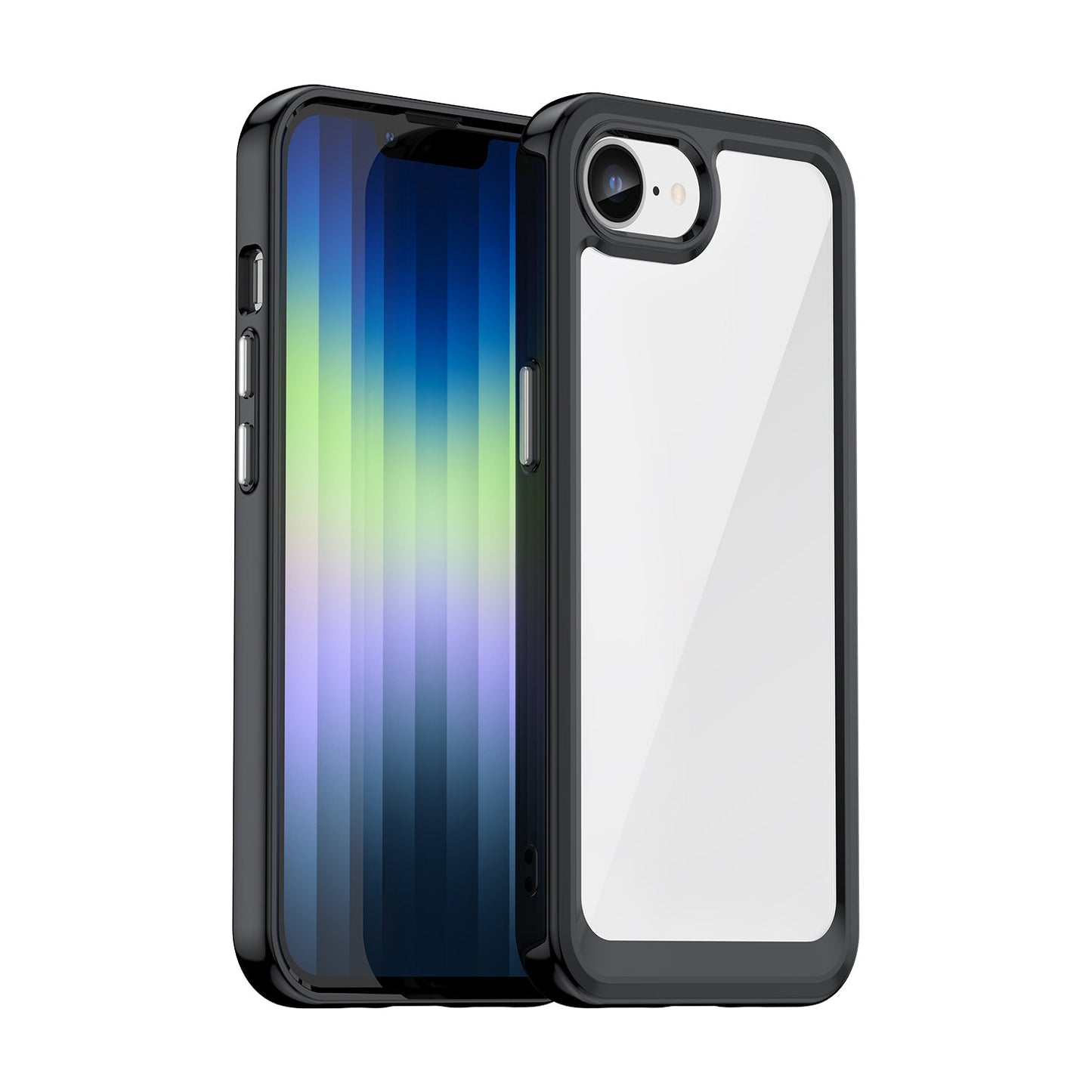 For iPhone 16e Colorful Series Acrylic + TPU Phone Case(Black)