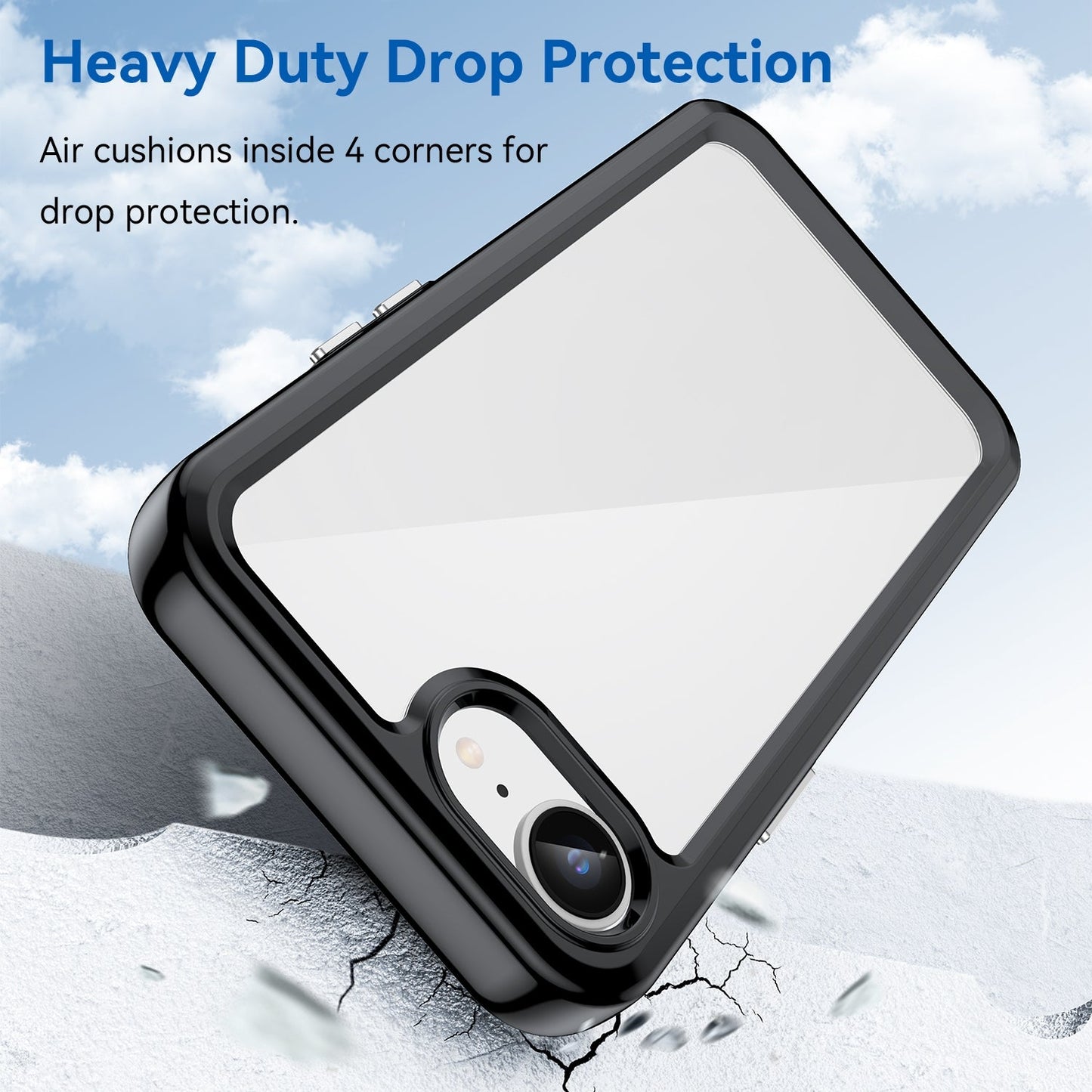 For iPhone 16e Colorful Series Acrylic + TPU Phone Case(Black)