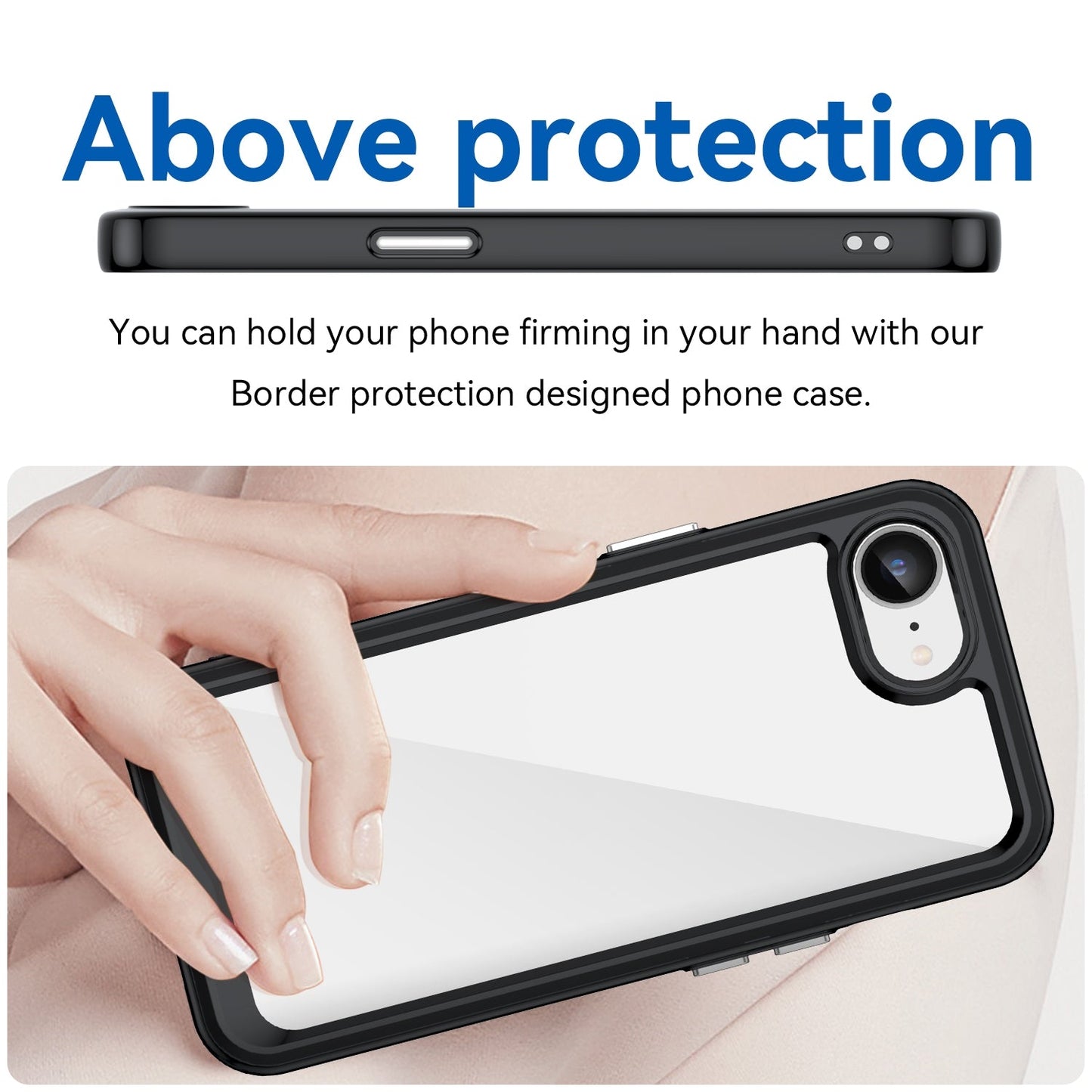 For iPhone 16e Colorful Series Acrylic + TPU Phone Case(Black)