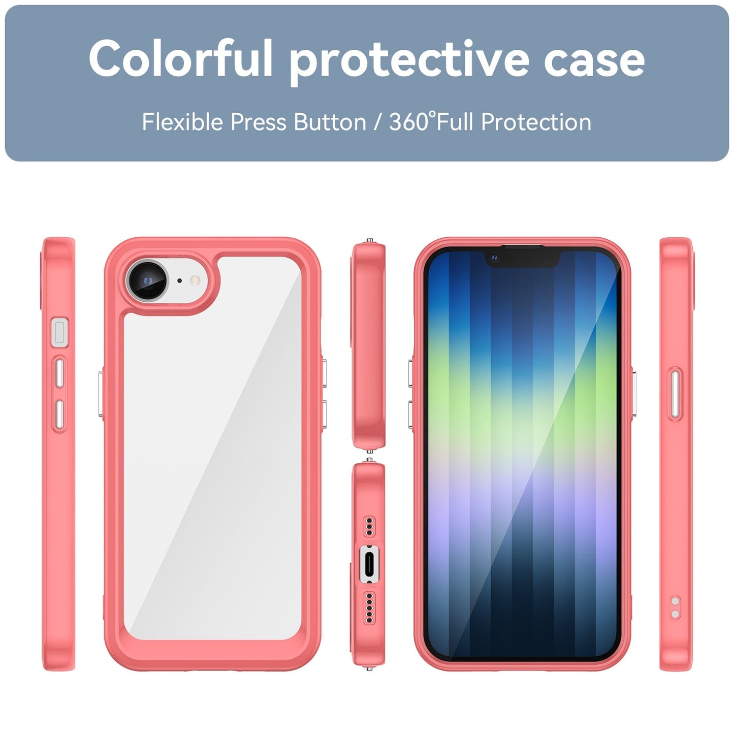 For iPhone 16e Colorful Series Acrylic + TPU Phone Case(Red)