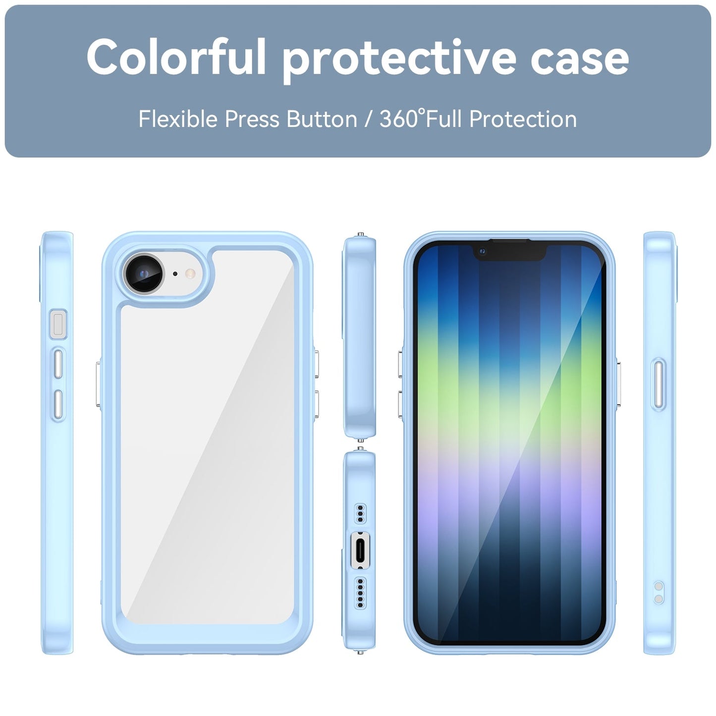 For iPhone 16e Colorful Series Acrylic + TPU Phone Case(Blue)