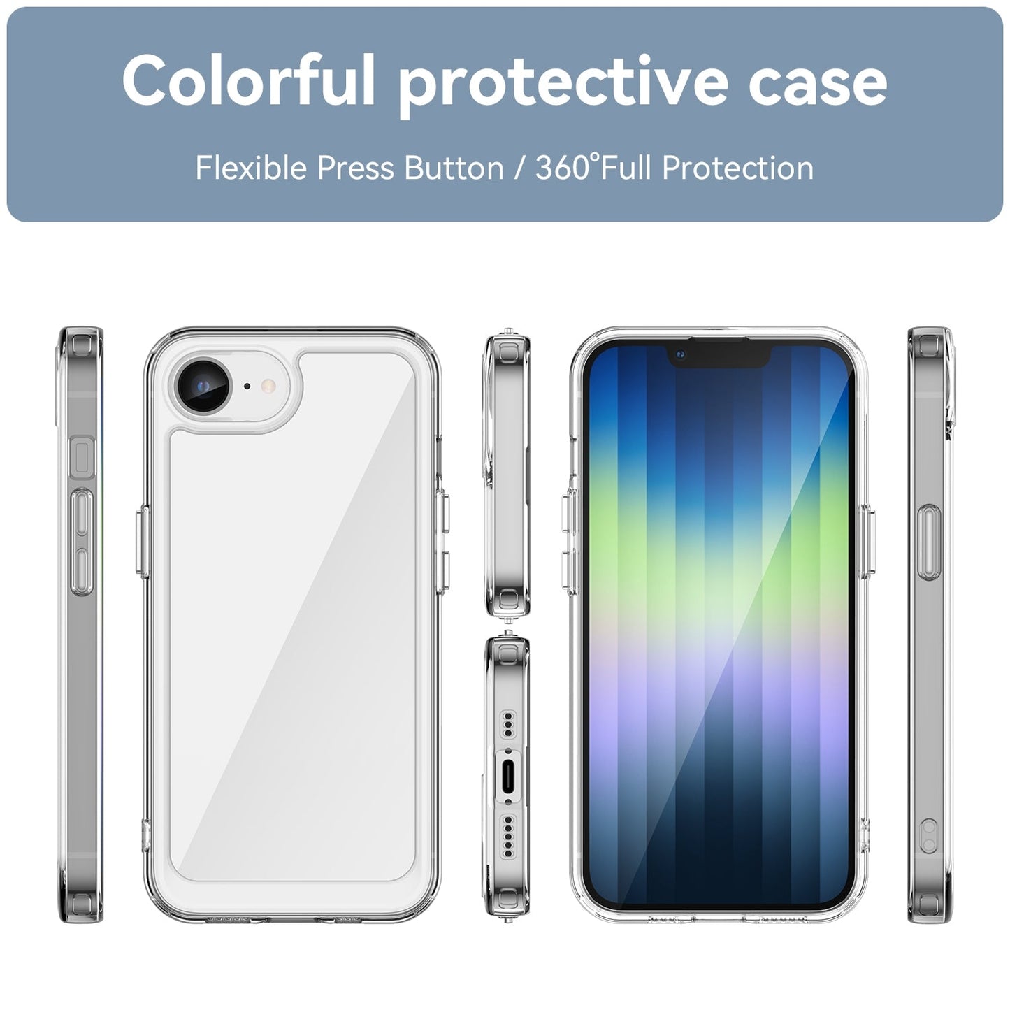 For iPhone 16e Colorful Series Acrylic + TPU Phone Case(Transparent)