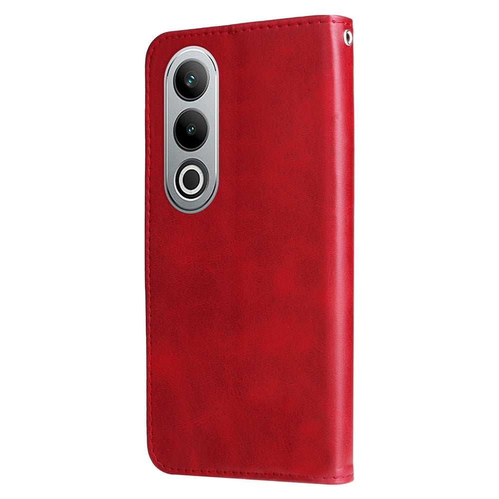 For OPPO K12 Fashion Calf Texture Zipper Leather Phone Case(Red)