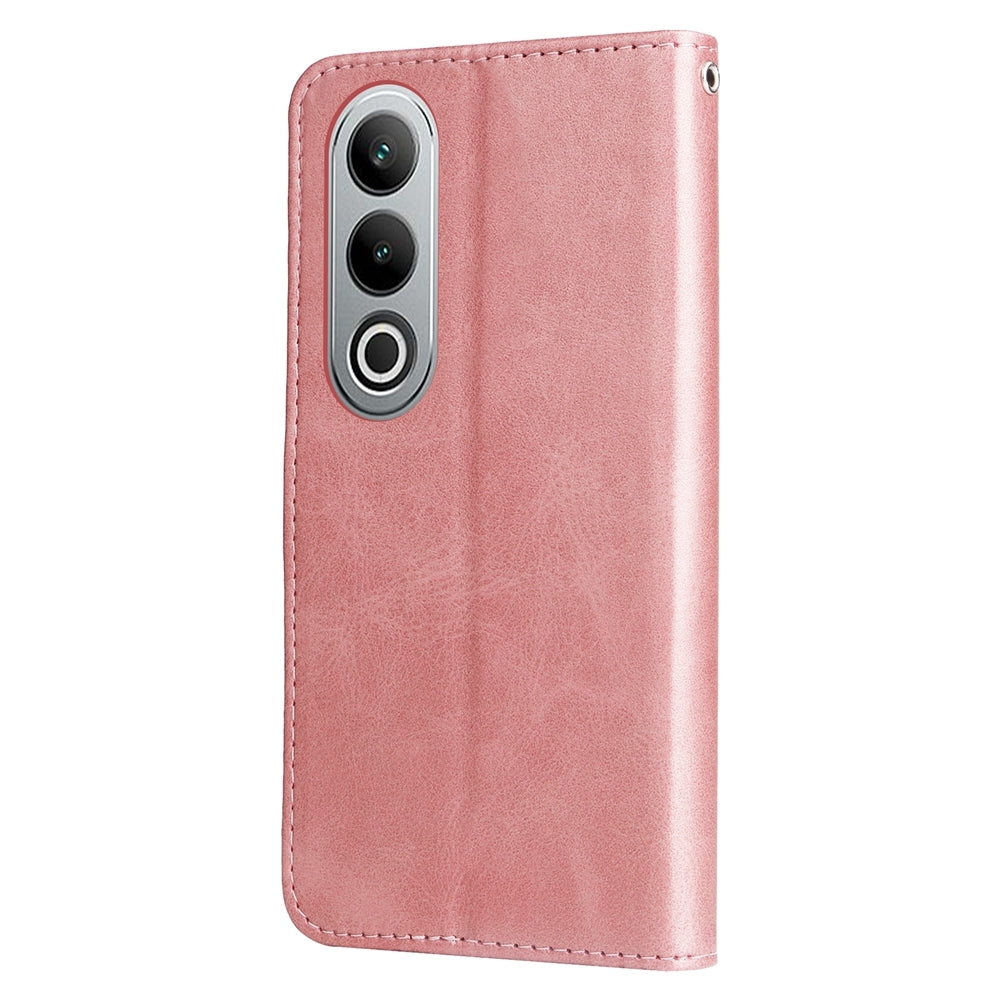 For OPPO K12 Fashion Calf Texture Zipper Leather Phone Case(Rose Gold)