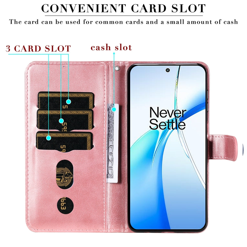 For OPPO K12 Fashion Calf Texture Zipper Leather Phone Case(Rose Gold)