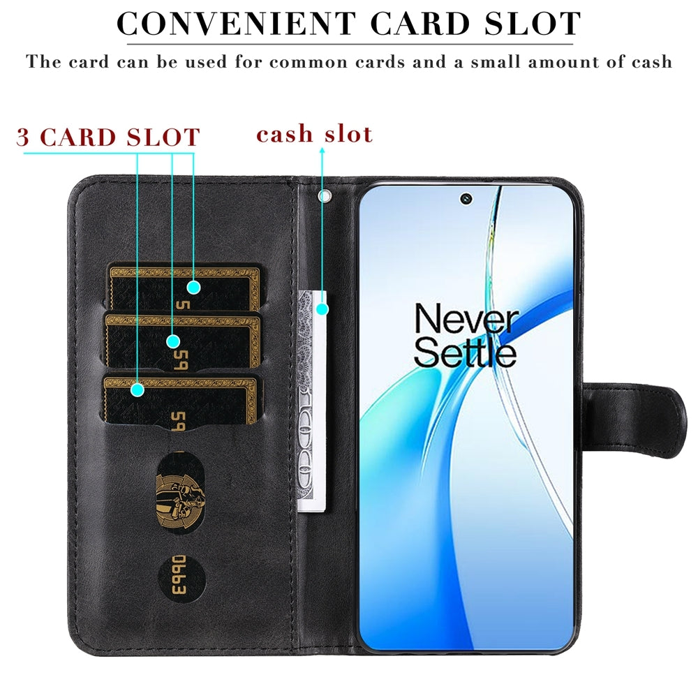 For OPPO K12 Fashion Calf Texture Zipper Leather Phone Case(Black)