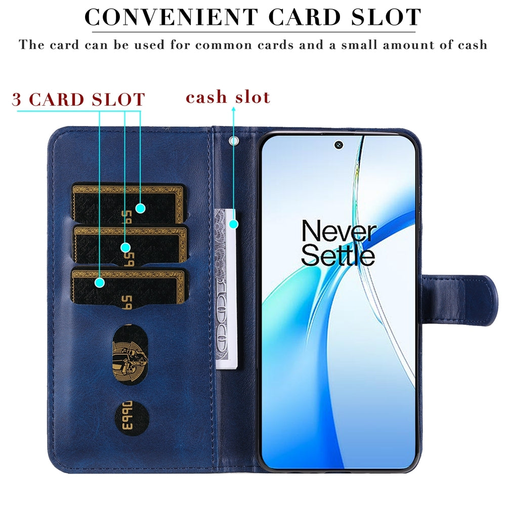 For OPPO K12 Fashion Calf Texture Zipper Leather Phone Case(Blue)