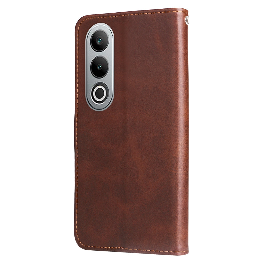 For OPPO K12 Fashion Calf Texture Zipper Leather Phone Case(Brown)