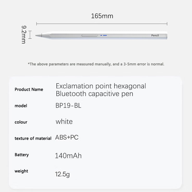 BP19-BL Type-C Universal Magnetic Hexagon Bluetooth Stylus Pen(White)