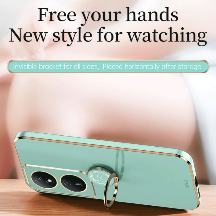For Honor Play 50 Plus 5G XINLI Straight Edge 6D Electroplate TPU Phone Case with Ring Holder(Mint Green)
