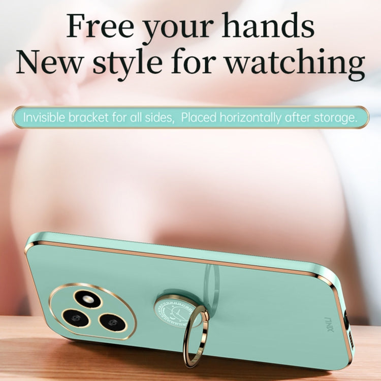 For Honor X50i+ 5G XINLI Straight Edge 6D Electroplate TPU Phone Case with Ring Holder(Mint Green)