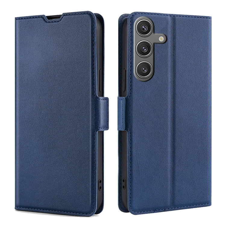 For Samsung Galaxy S24 5G Ultra-thin Voltage Side Buckle Horizontal Flip Leather Phone Case(Blue)