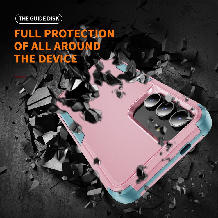 For Samsung Galaxy S24 5G TPU + PC Shockproof Protective Phone Case(Pink + Grey Green)