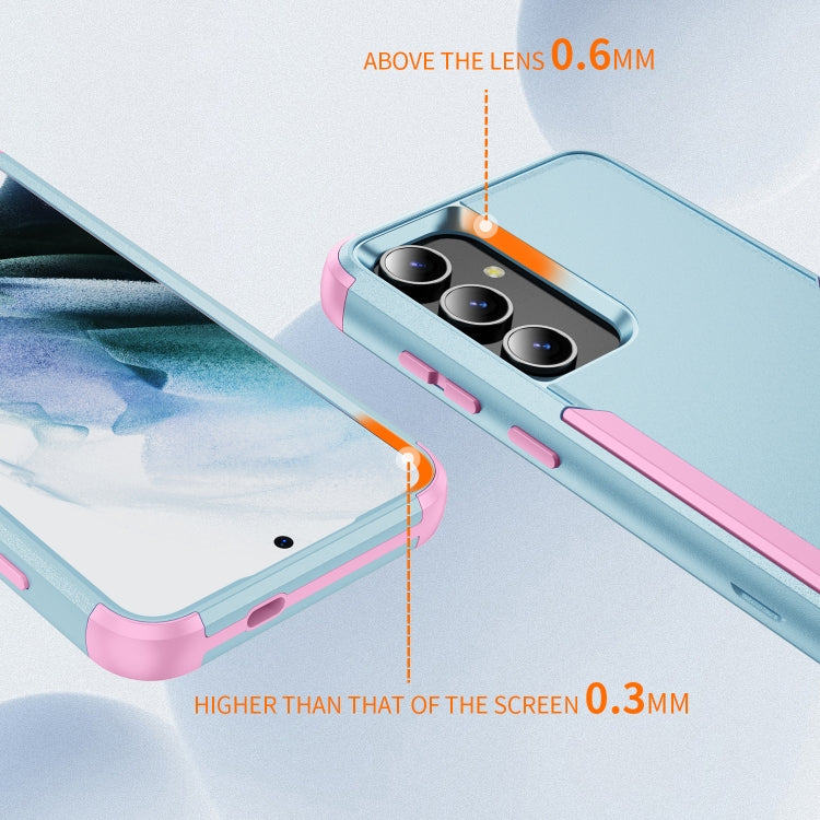 For Samsung Galaxy S24 5G TPU + PC Shockproof Protective Phone Case(Grey Green + Pink)