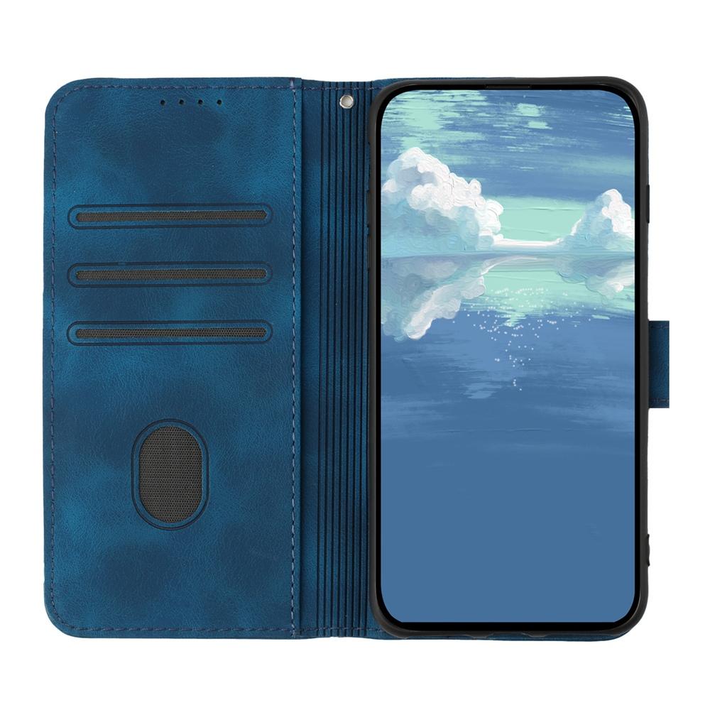 Compatible with iPhone 18 Pro Max & 17 Pro Max Line Pattern Skin Feel Leather Phone Case - Royal Blue
