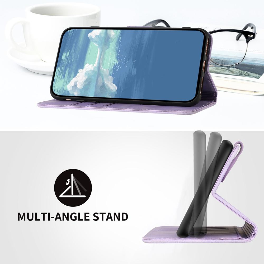 Compatible with iPhone 18 Pro Max & 17 Pro Max Line Pattern Skin Feel Leather Phone Case - Light Purple