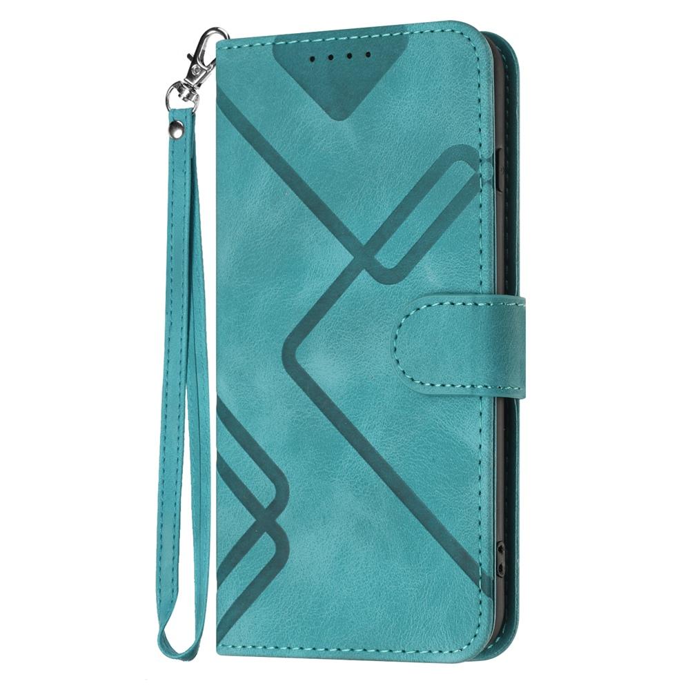Compatible with iPhone 18 Pro Max & 17 Pro Max Line Pattern Skin Feel Leather Phone Case - Light Blue