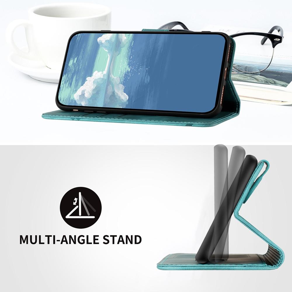 Compatible with iPhone 18 Pro Max & 17 Pro Max Line Pattern Skin Feel Leather Phone Case - Light Blue