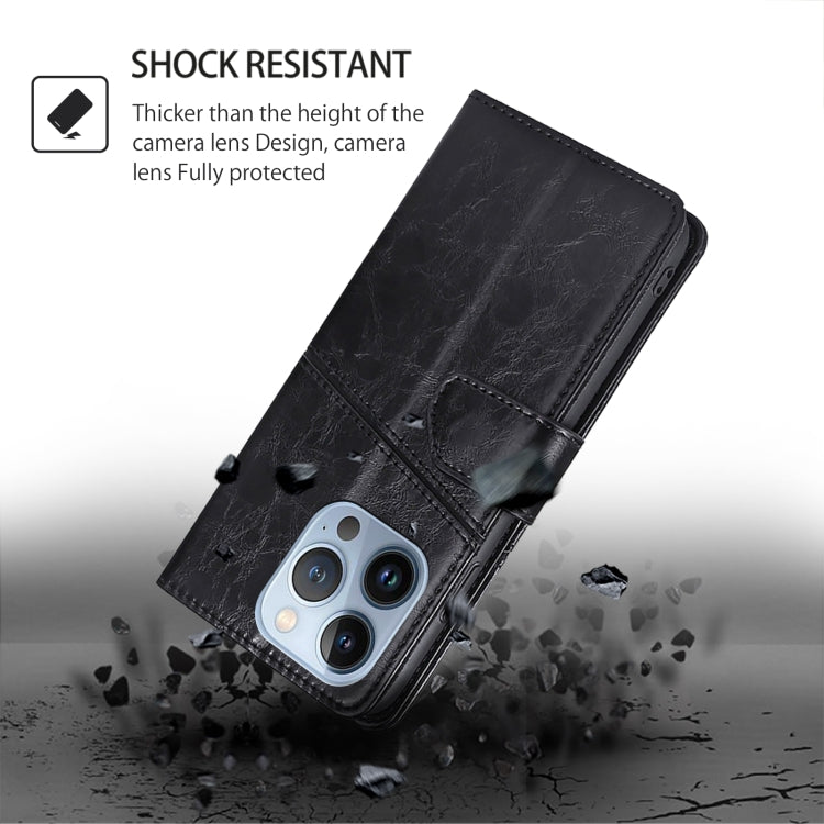 For Honor Magic6 Pro Geometric Stitching Leather Phone Case(Black)