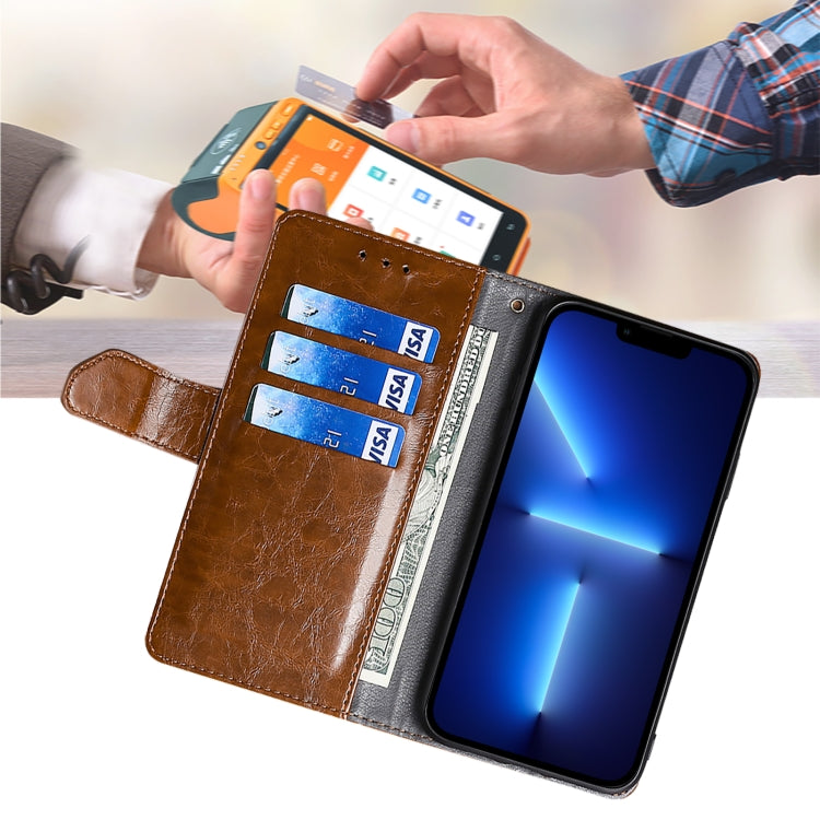 For Honor Magic6 Pro Geometric Stitching Leather Phone Case(Light Brown)