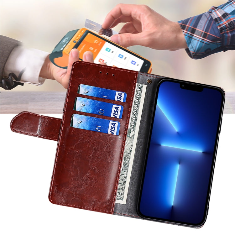 For Honor Magic6 Pro Geometric Stitching Leather Phone Case(Dark Brown)