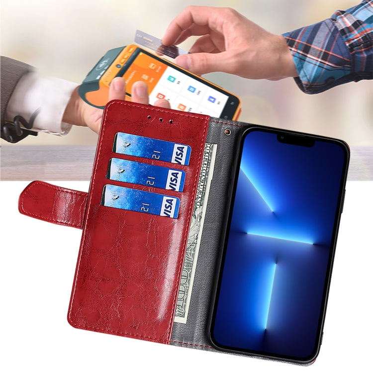 For Honor Magic6 Geometric Stitching Leather Phone Case(Red)