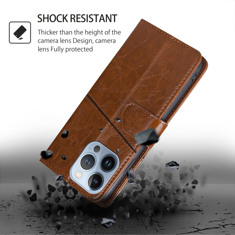 For Honor Magic6 Geometric Stitching Leather Phone Case(Light Brown)