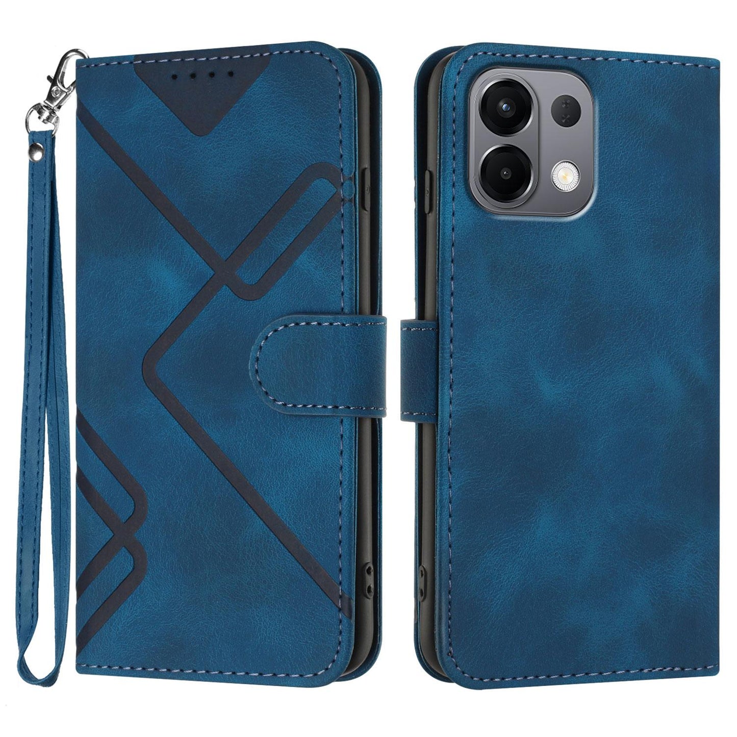 For OPPO K13 5G Line Pattern Skin Feel Leather Phone Case(Royal Blue)