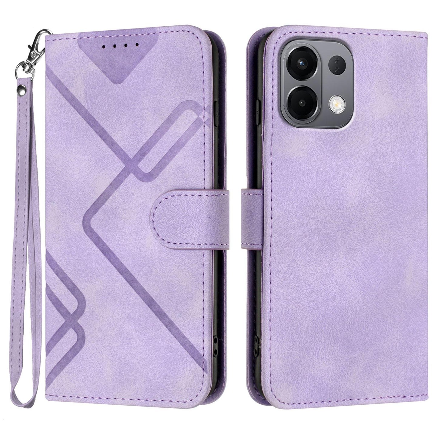 For OPPO K13 5G Line Pattern Skin Feel Leather Phone Case(Light Purple)