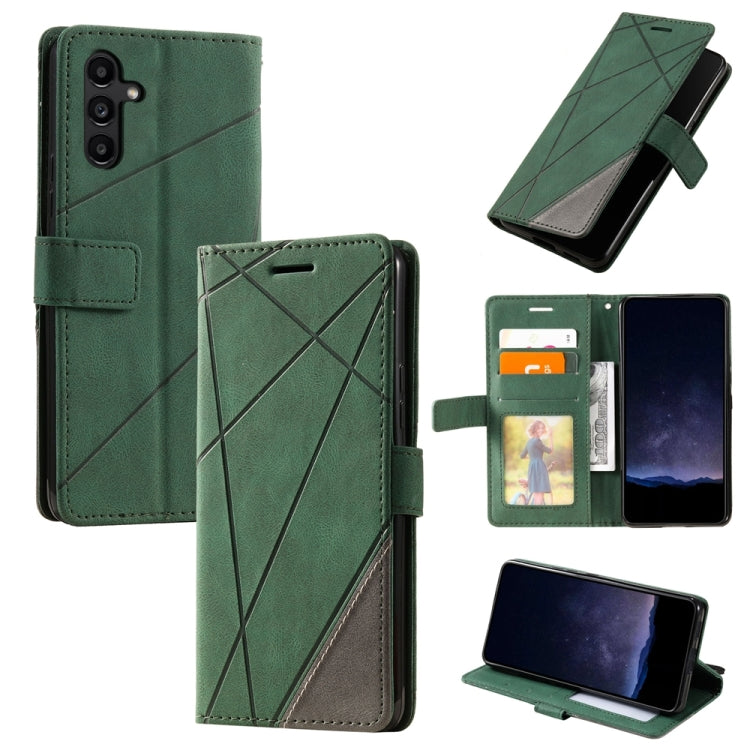 For Samsung Galaxy S24 5G Skin Feel Splicing Leather Phone Case(Green)