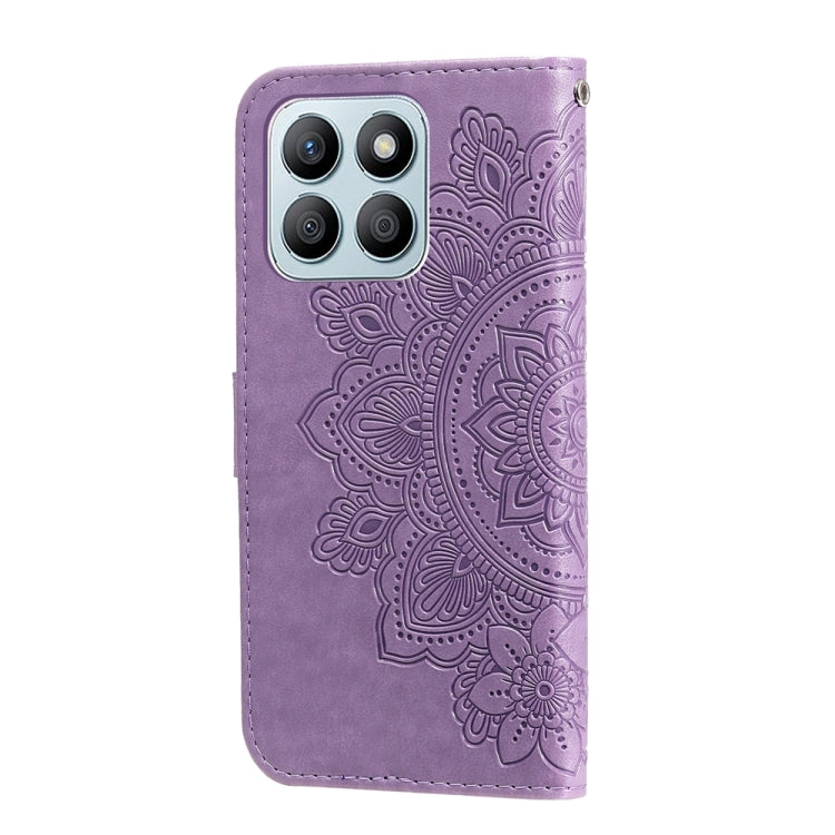 For Honor X8b 7-petal Flowers Embossing Leather Phone Case(Light Purple)