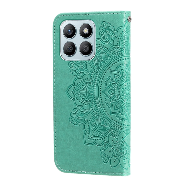 For Honor X8b 7-petal Flowers Embossing Leather Phone Case(Green)