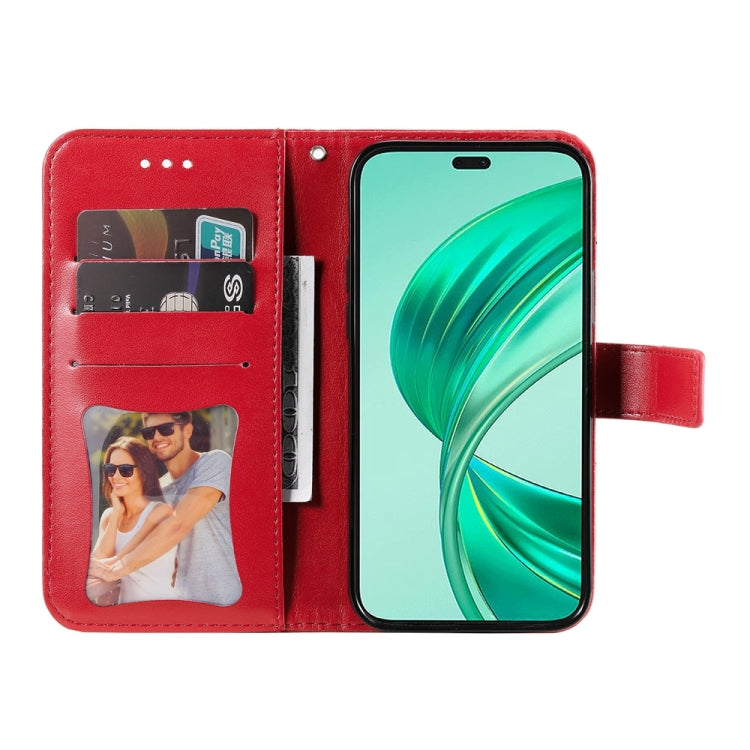 For Honor X8b 7-petal Flowers Embossing Leather Phone Case(Red)