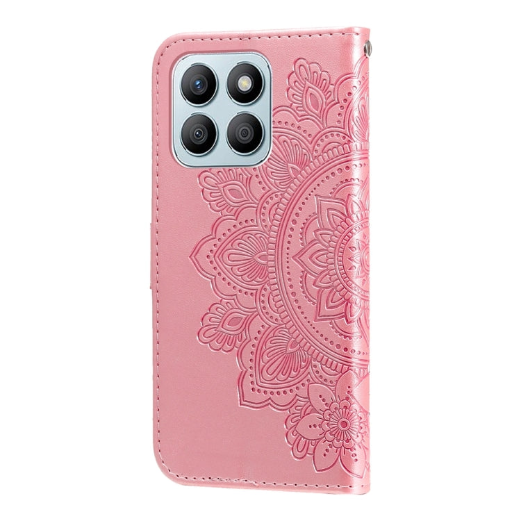For Honor X8b 7-petal Flowers Embossing Leather Phone Case(Rose Gold)