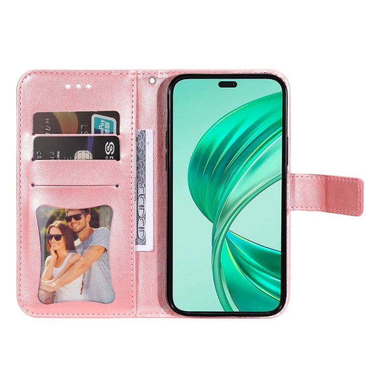 For Honor X8b 7-petal Flowers Embossing Leather Phone Case(Rose Gold)