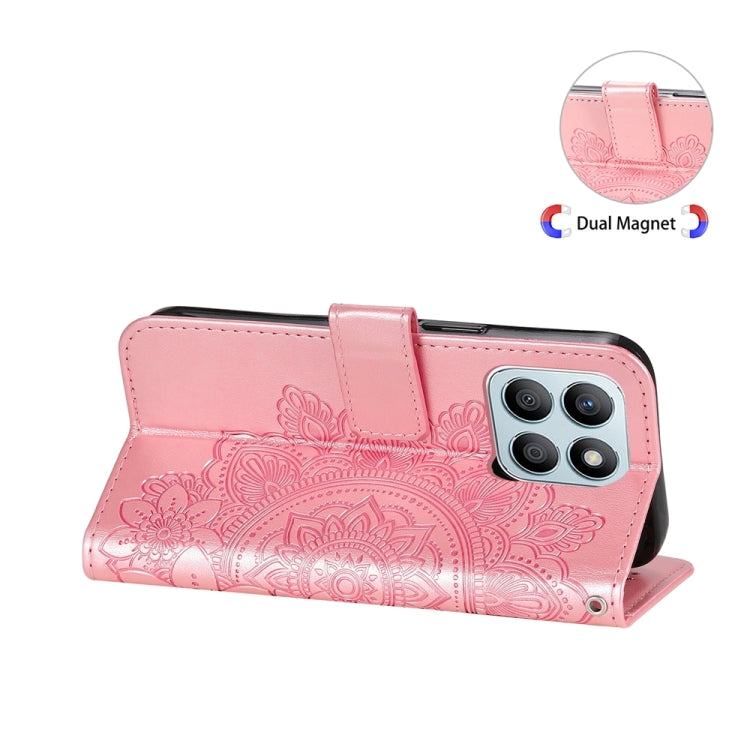 For Honor X8b 7-petal Flowers Embossing Leather Phone Case(Rose Gold)