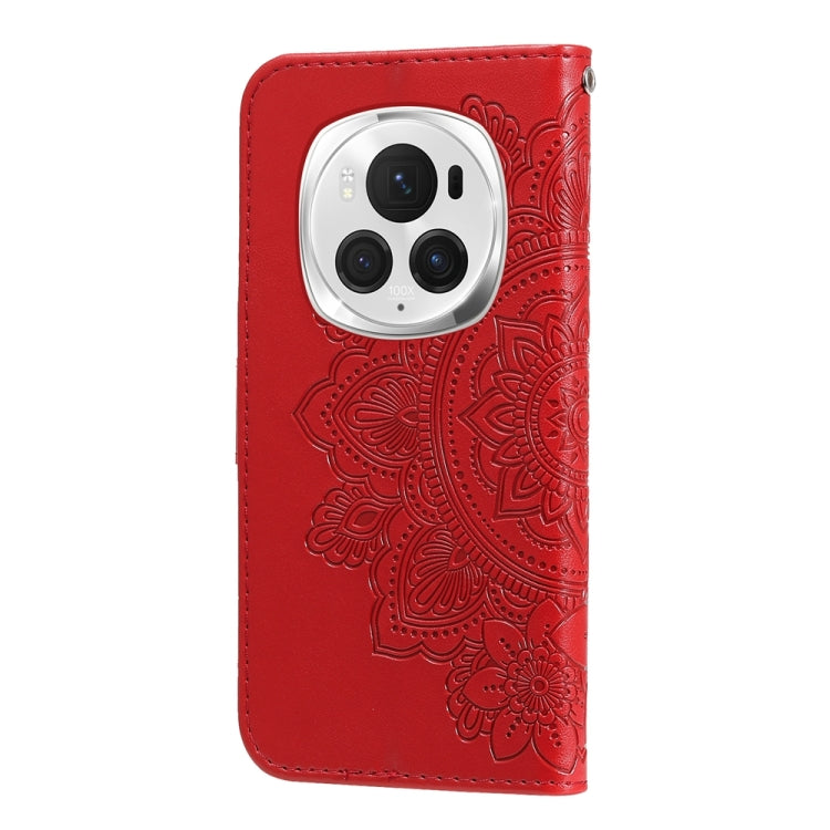 For Honor Magic6 Pro 7-petal Flowers Embossing Leather Phone Case(Red)
