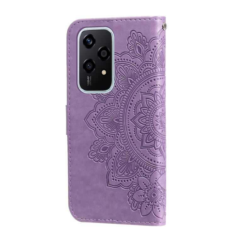 For Honor 200 Lite 5G Global 7-petal Flowers Embossing Leather Phone Case(Light Purple)