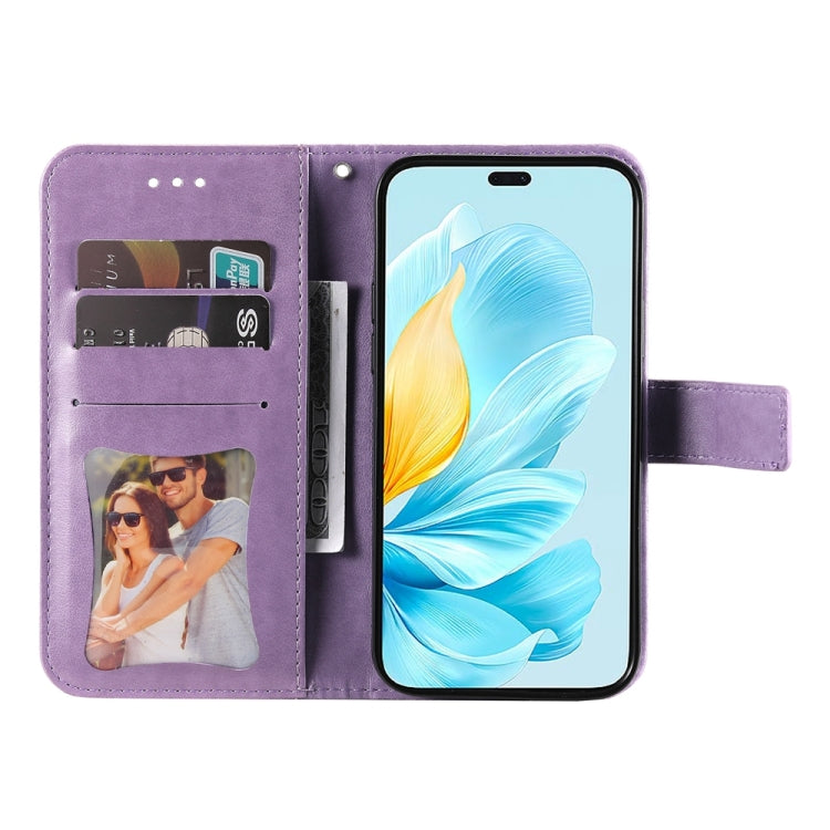 For Honor 200 Lite 5G Global 7-petal Flowers Embossing Leather Phone Case(Light Purple)