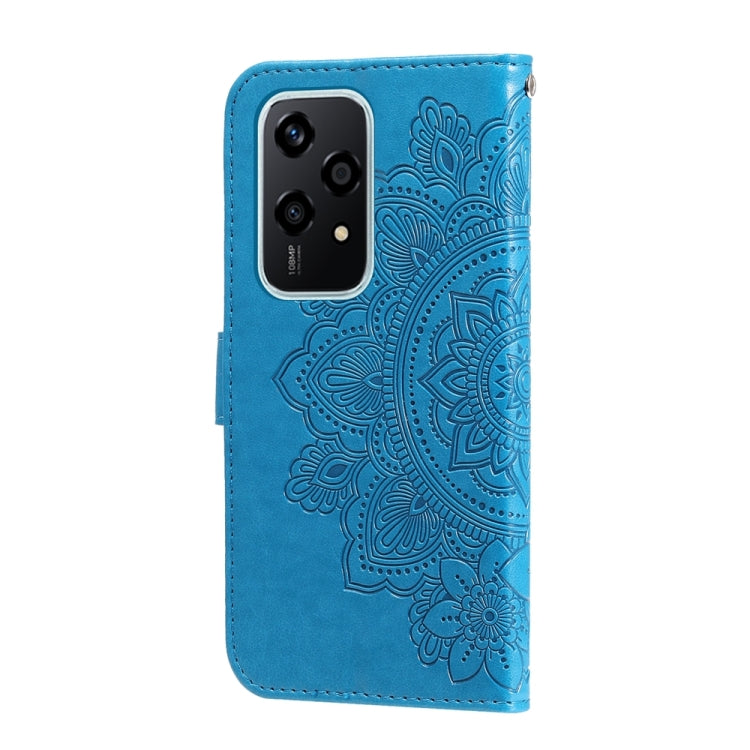 For Honor 200 Lite 5G Global 7-petal Flowers Embossing Leather Phone Case(Blue)