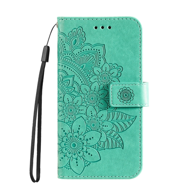 For Honor 200 Lite 5G Global 7-petal Flowers Embossing Leather Phone Case(Green)