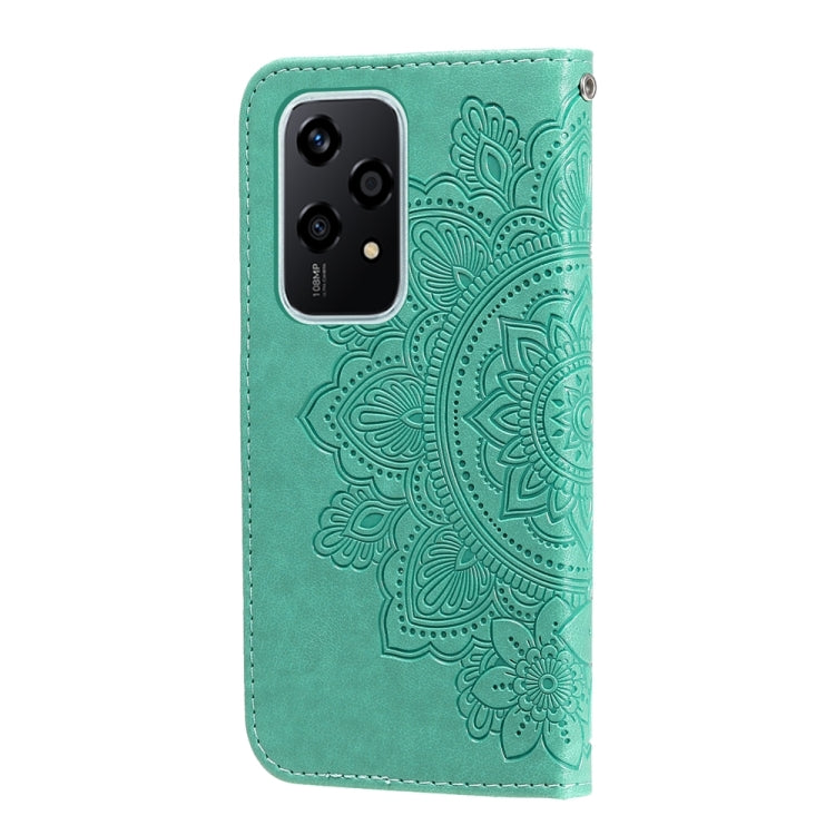 For Honor 200 Lite 5G Global 7-petal Flowers Embossing Leather Phone Case(Green)