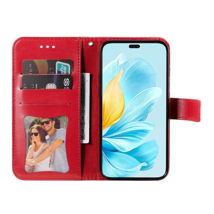 For Honor 200 Lite 5G Global 7-petal Flowers Embossing Leather Phone Case(Red)