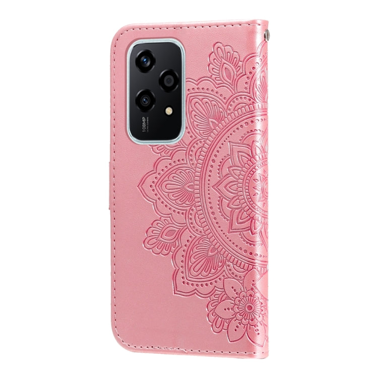 For Honor 200 Lite 5G Global 7-petal Flowers Embossing Leather Phone Case(Rose Gold)