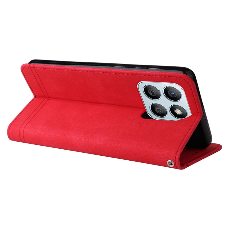 For Honor X8b Skin Feel Life Tree Metal Button Leather Phone Case(Red)