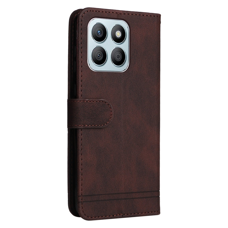 For Honor X8b Skin Feel Life Tree Metal Button Leather Phone Case(Brown)
