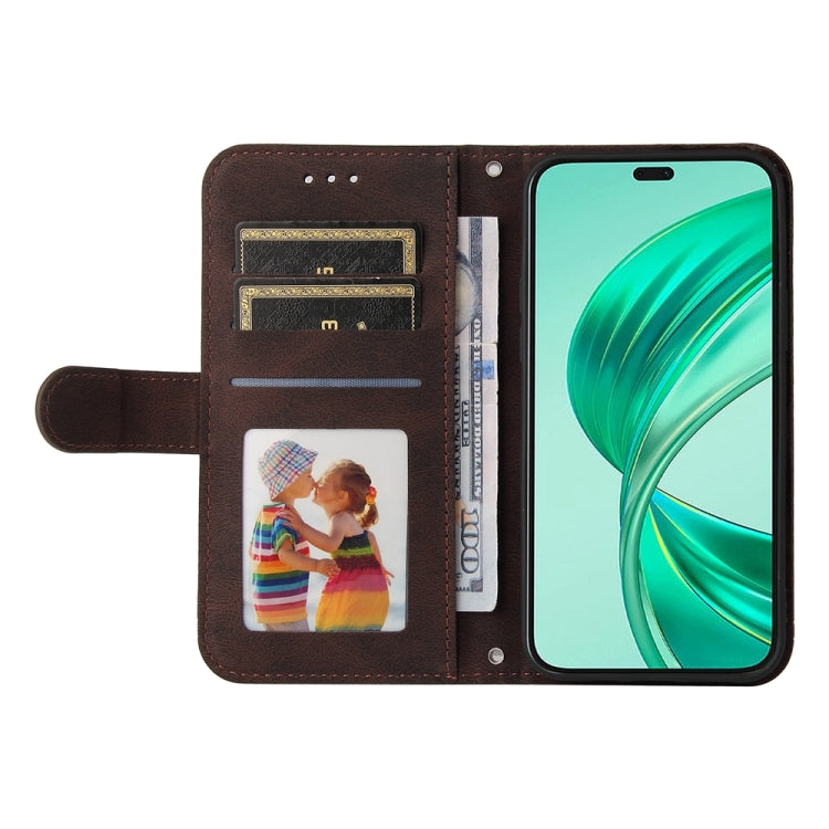 For Honor X8b Skin Feel Life Tree Metal Button Leather Phone Case(Brown)