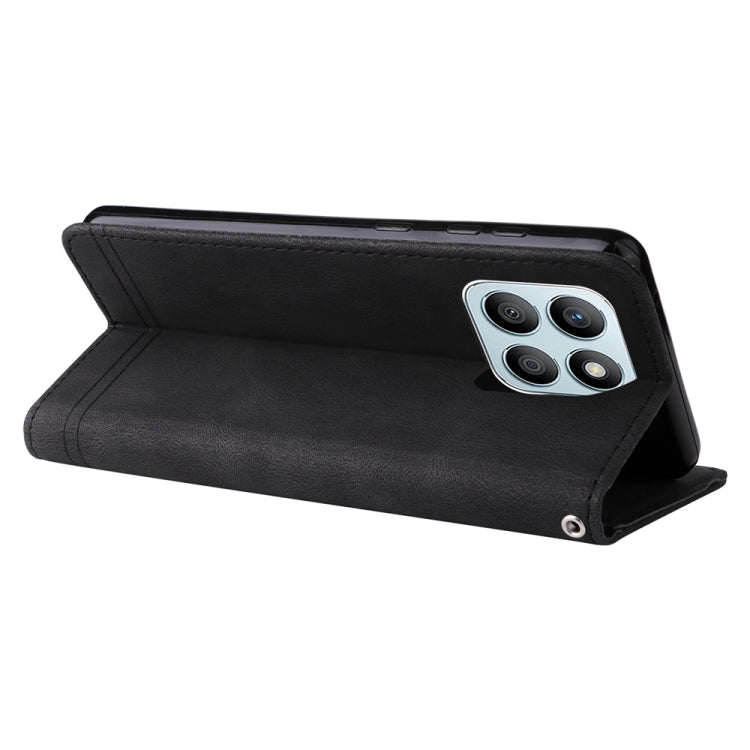 For Honor X8b Skin Feel Life Tree Metal Button Leather Phone Case(Black)