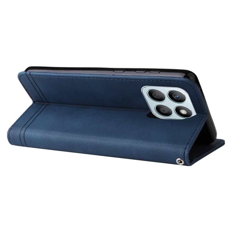 For Honor X8b Skin Feel Life Tree Metal Button Leather Phone Case(Blue)