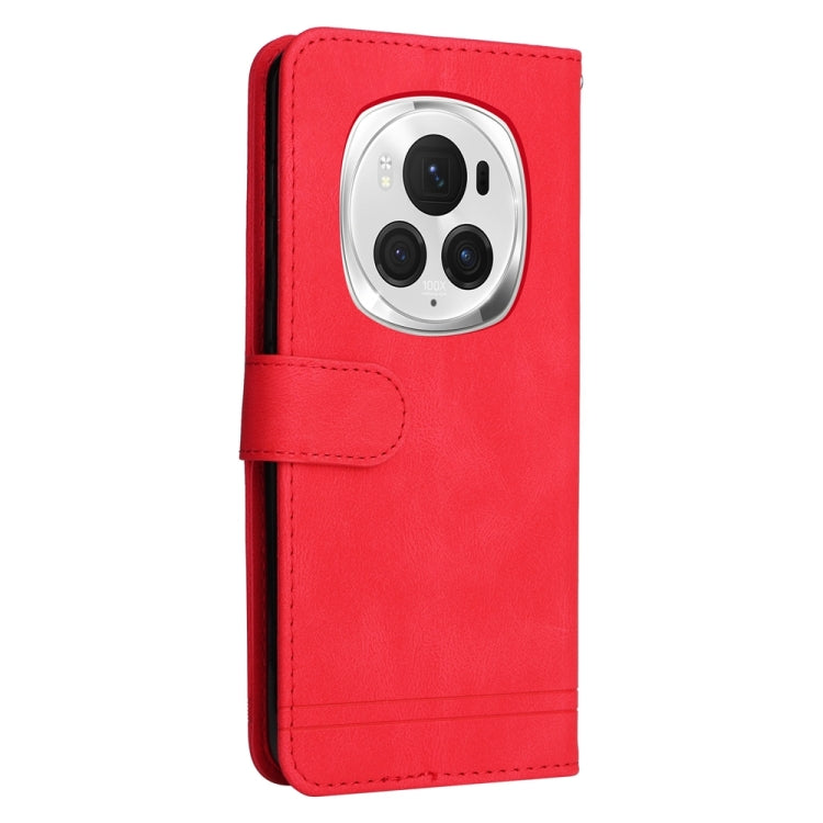For Honor Magic6 Pro Skin Feel Life Tree Metal Button Leather Phone Case(Red)